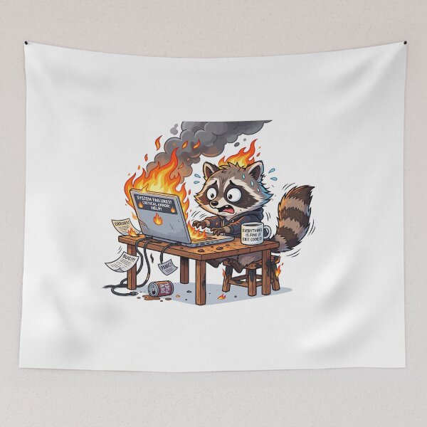 Item preview, Everything Is Fine Raccoon  designed and sold by ManikRaja.