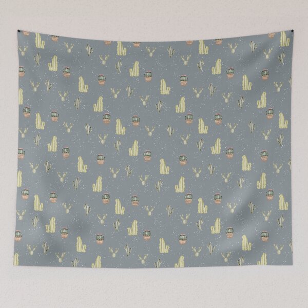 Item preview, Cute Watercolor Cacti and Potted Succulents Slate Grey Pattern designed and sold by svitlaarty.