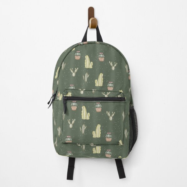 Item preview, Cute Watercolor Cacti and Potted Succulents Dark Green Pattern designed and sold by svitlaarty.
