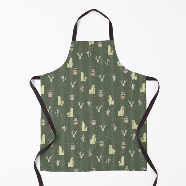 Item preview, Cute Watercolor Cacti and Potted Succulents Dark Green Pattern designed and sold by svitlaarty.