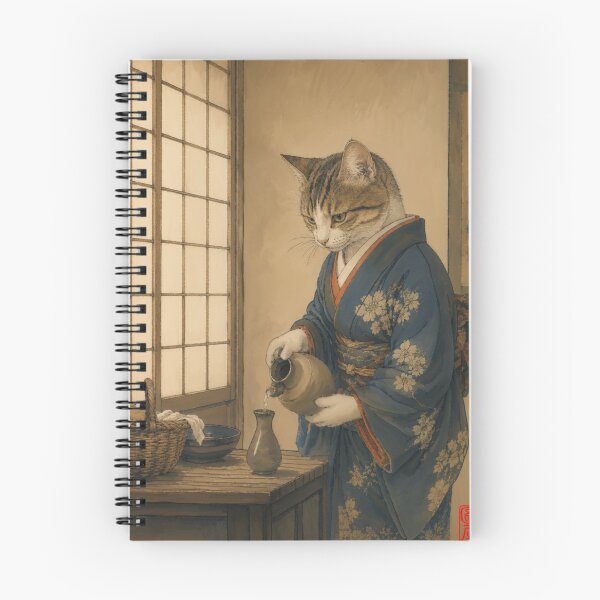 Item preview, Cat Pouring Sake in Kimono designed and sold by Komatoya.