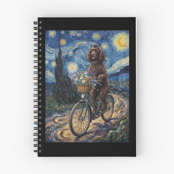 Item preview, Spaniel de agua irlandés en bicicleta, Noche estrellada, Arte de Van Gogh, Amante de los perros designed and sold by dian-rody-crest.