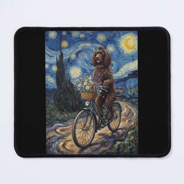Item preview, Irish Water Spaniel Biking Bike Starry Night Van Gogh Art Dog Lover designed and sold by dian-rody-crest.