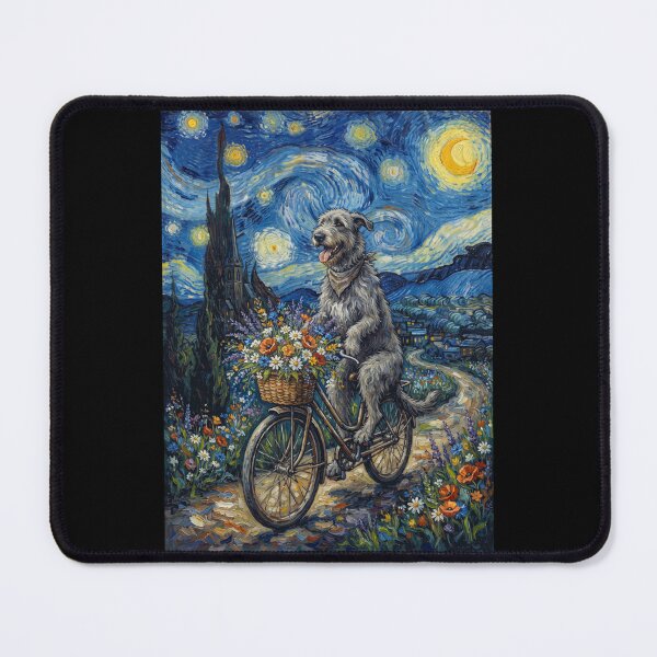Item preview, Irish Wolfhound Biking Bike Starry Night Van Gogh Art Dog Lover designed and sold by dian-rody-crest.