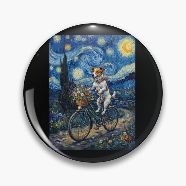 Item preview, Jack Russell Terrier Biking Bike Starry Night Van Gogh Art Dog Lover designed and sold by dian-rody-crest.