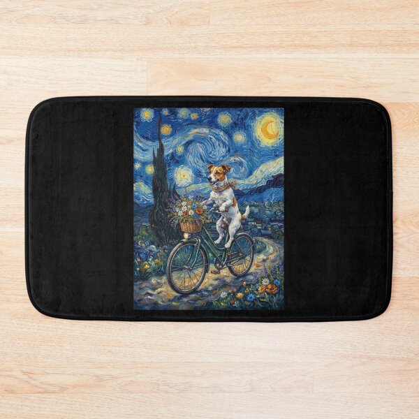 Item preview, Jack Russell Terrier Biking Bike Starry Night Van Gogh Art Dog Lover designed and sold by dian-rody-crest.