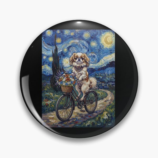 Item preview, Japanese Chin Biking Bike Starry Night Van Gogh Art Dog Lover designed and sold by dian-rody-crest.