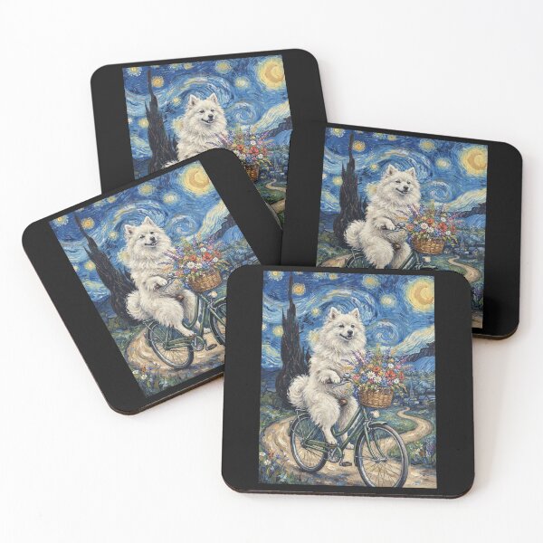 Item preview, Japanese Spitz Biking Bike Starry Night Van Gogh Art Dog Lover designed and sold by dian-rody-crest.