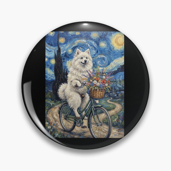 Item preview, Japanese Spitz Biking Bike Starry Night Van Gogh Art Dog Lover designed and sold by dian-rody-crest.