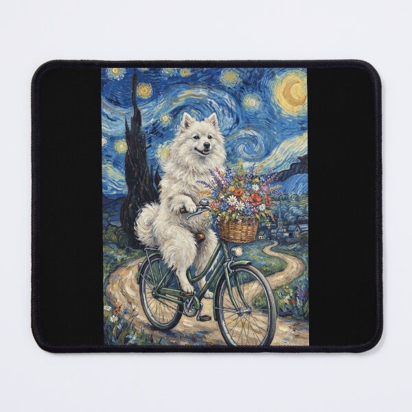 Item preview, Japanese Spitz Biking Bike Starry Night Van Gogh Art Dog Lover designed and sold by dian-rody-crest.