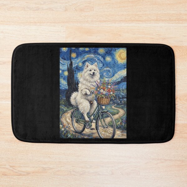 Item preview, Japanese Spitz Biking Bike Starry Night Van Gogh Art Dog Lover designed and sold by dian-rody-crest.