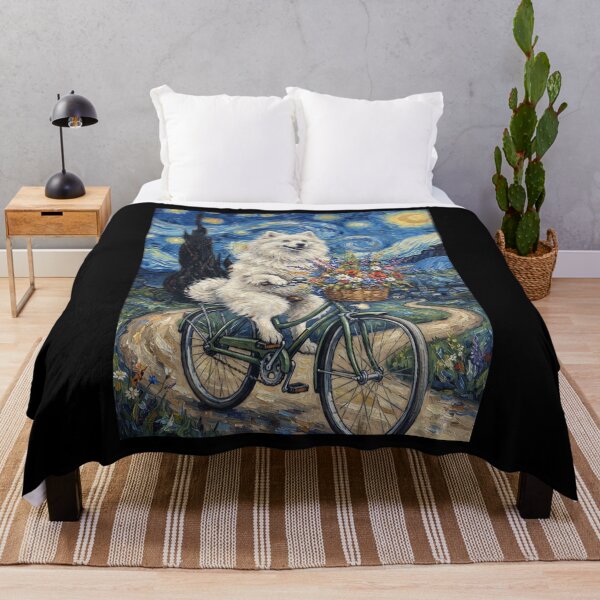 Item preview, Japanese Spitz Biking Bike Starry Night Van Gogh Art Dog Lover designed and sold by dian-rody-crest.
