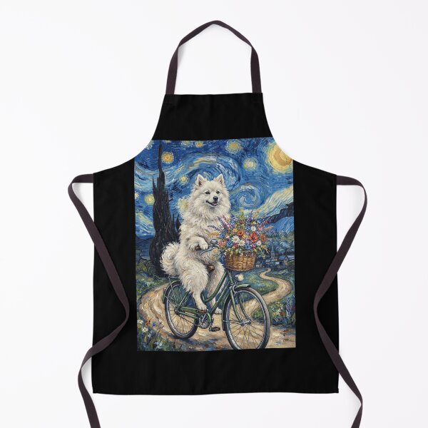 Item preview, Japanese Spitz Biking Bike Starry Night Van Gogh Art Dog Lover designed and sold by dian-rody-crest.