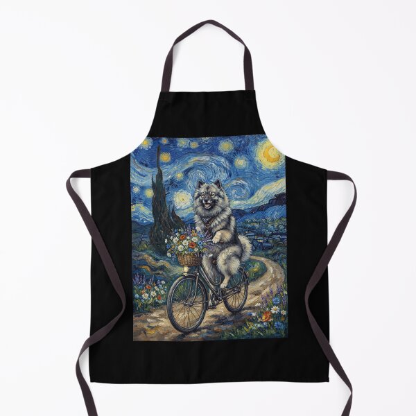 Item preview, Keeshond Biking Bike Starry Night Van Gogh Art Dog Lover designed and sold by dian-rody-crest.