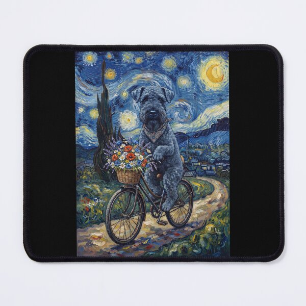 Item preview, Kerry Blue Terrier Biking Bike Starry Night Van Gogh Art Dog Lover designed and sold by dian-rody-crest.