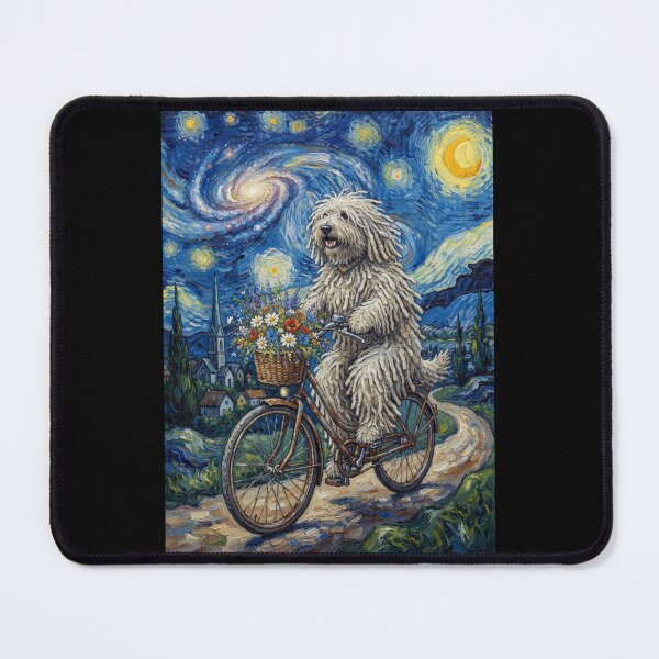 Item preview, Komondor Biking Bike Starry Night Van Gogh Art Dog Lover designed and sold by dian-rody-crest.