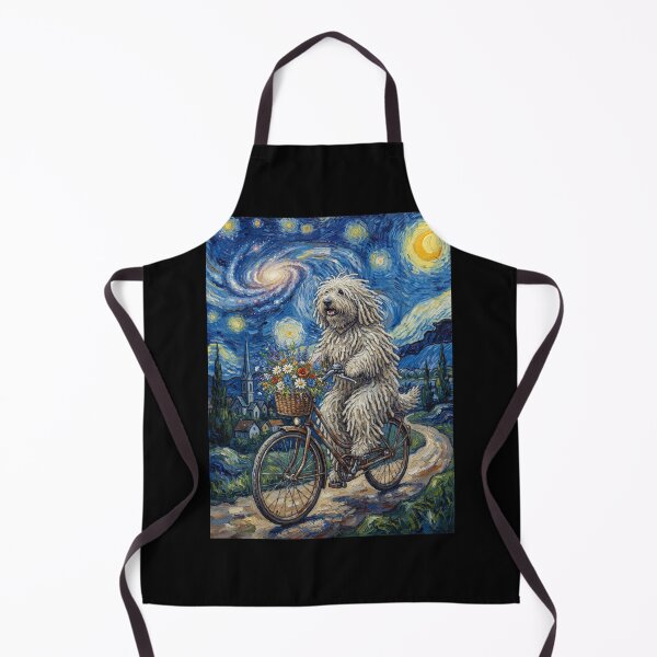 Item preview, Komondor Biking Bike Starry Night Van Gogh Art Dog Lover designed and sold by dian-rody-crest.