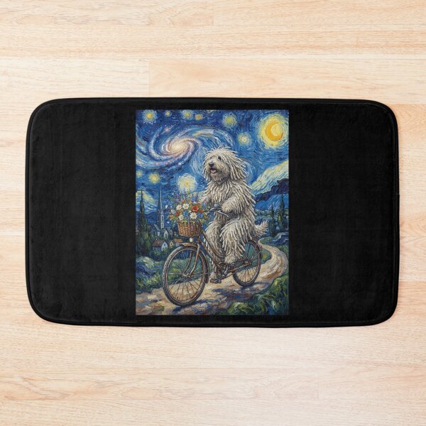 Item preview, Komondor Biking Bike Starry Night Van Gogh Art Dog Lover designed and sold by dian-rody-crest.