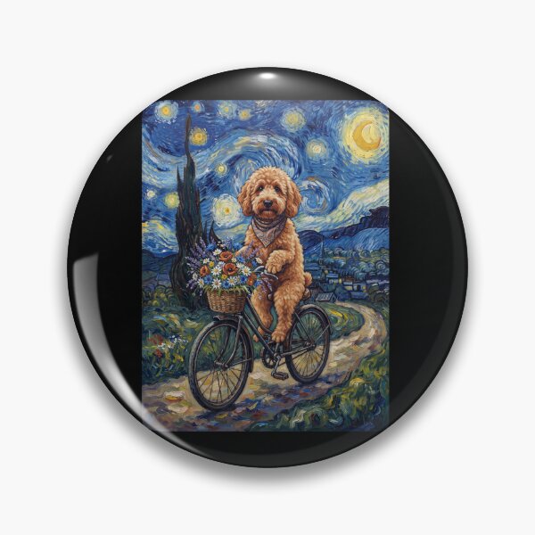 Item preview, Labradoodle Biking Bike Starry Night Van Gogh Art Dog Lover designed and sold by dian-rody-crest.