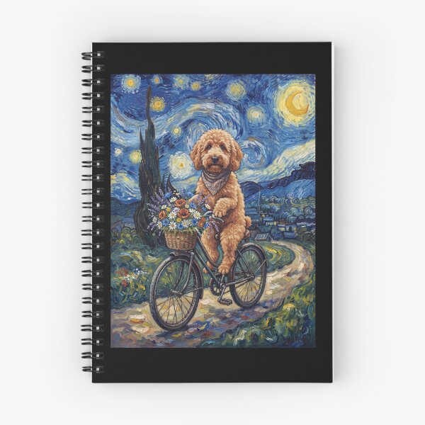 Item preview, Labradoodle Biking Bike Starry Night Van Gogh Art Dog Lover designed and sold by dian-rody-crest.