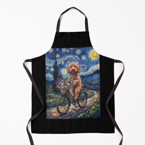 Item preview, Labradoodle Biking Bike Starry Night Van Gogh Art Dog Lover designed and sold by dian-rody-crest.