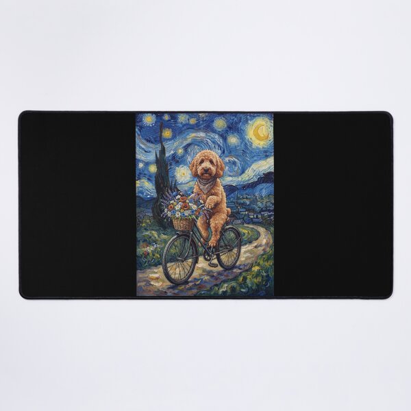 Item preview, Labradoodle Biking Bike Starry Night Van Gogh Art Dog Lover designed and sold by dian-rody-crest.