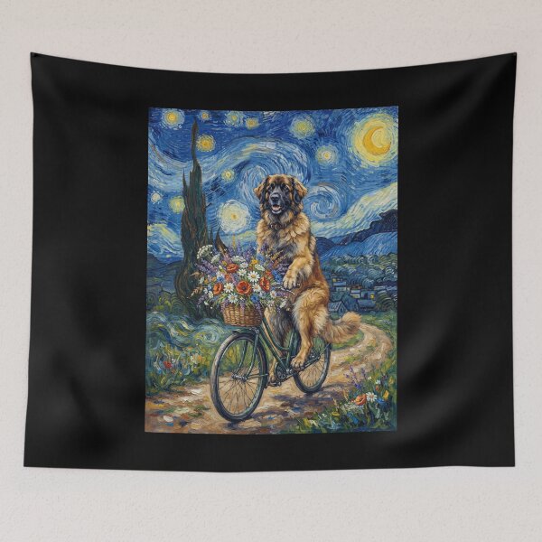 Item preview, Leonberger Biking Bike Starry Night Van Gogh Art Dog Lover designed and sold by dian-rody-crest.