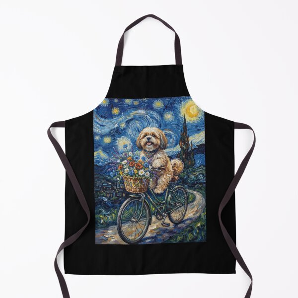 Item preview, Lhasa Apso Biking Bike Starry Night Van Gogh Art Dog Lover designed and sold by dian-rody-crest.