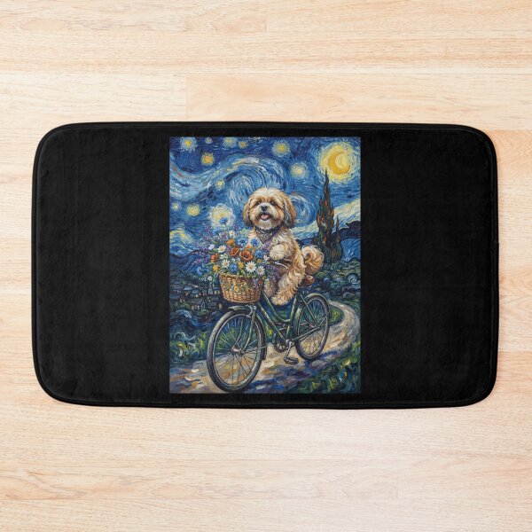 Item preview, Lhasa Apso Biking Bike Starry Night Van Gogh Art Dog Lover designed and sold by dian-rody-crest.