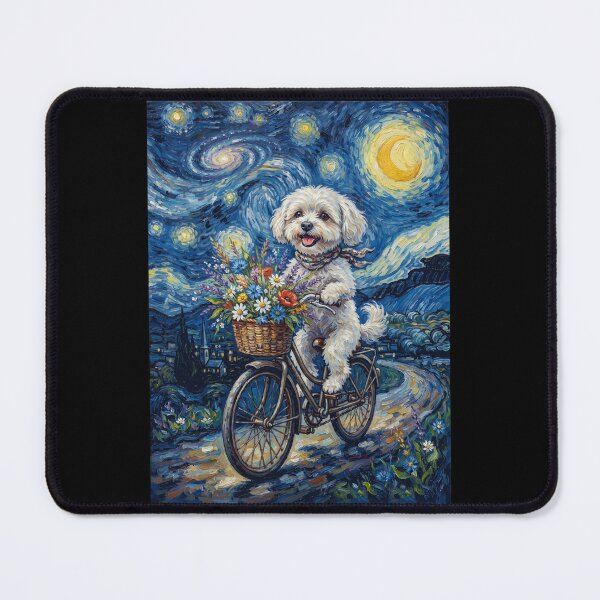 Item preview, Maltese Biking Bike Starry Night Van Gogh Art Dog Lover designed and sold by dian-rody-crest.