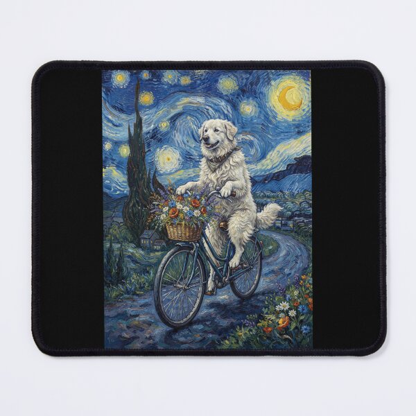 Item preview, Maremma Sheepdog Biking Bike Starry Night Van Gogh Art Dog Lover designed and sold by dian-rody-crest.