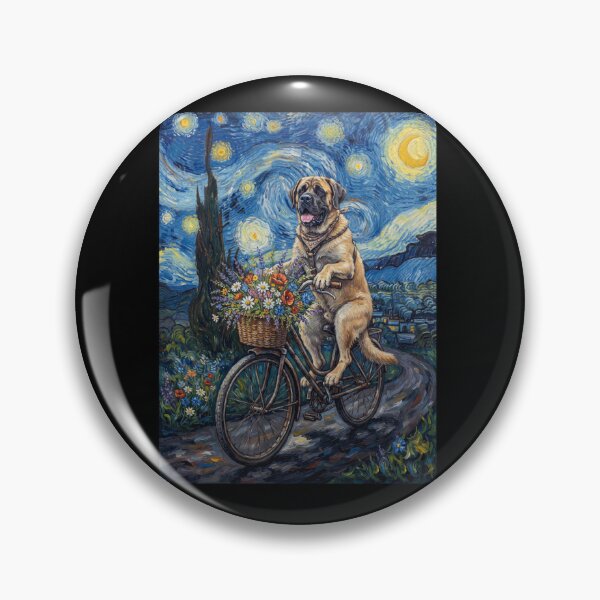 Item preview, Mastiff Biking Bike Starry Night Van Gogh Art Dog Lover designed and sold by dian-rody-crest.