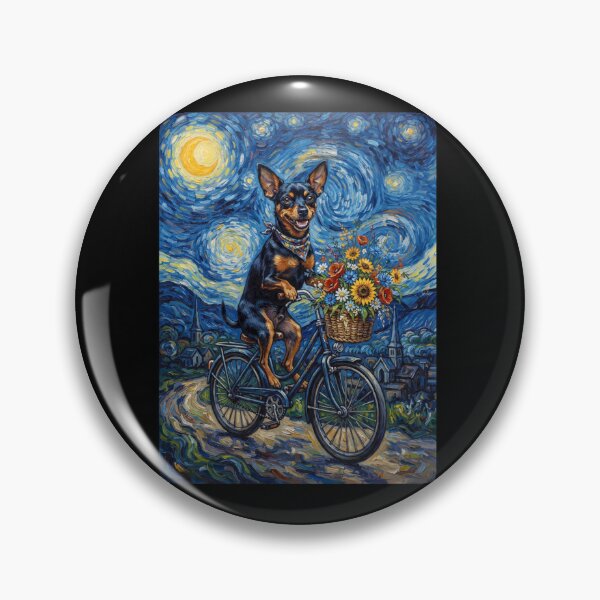 Item preview, Miniature Pinscher Biking Bike Starry Night Van Gogh Art Dog Lover designed and sold by dian-rody-crest.