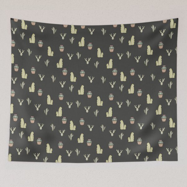 Item preview, Cute Watercolor Cacti and Potted Succulents Black Pattern designed and sold by svitlaarty.