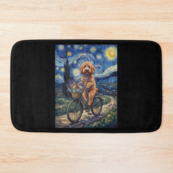 Item preview, Labradoodle Biking Bike Starry Night Van Gogh Art Dog Lover designed and sold by dian-rody-crest.