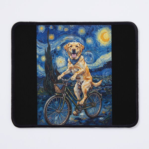 Item preview, Labrador Retriever Biking Bike Starry Night Van Gogh Art Dog Lover designed and sold by dian-rody-crest.