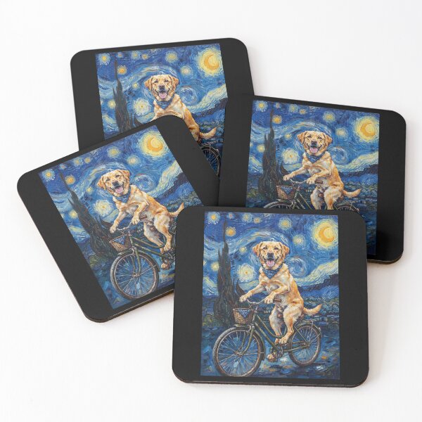 Item preview, Labrador Retriever Biking Bike Starry Night Van Gogh Art Dog Lover designed and sold by dian-rody-crest.