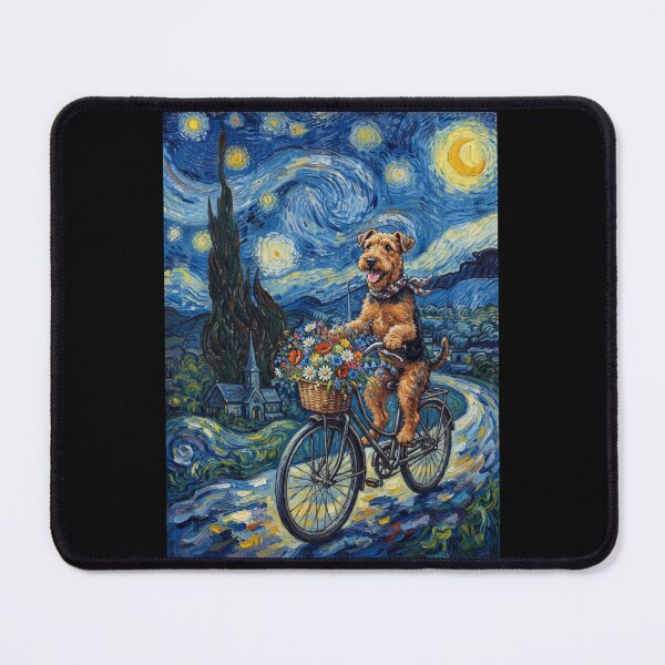 Item preview, Lakeland Terrier Biking Bike Starry Night Van Gogh Art Dog Lover designed and sold by dian-rody-crest.