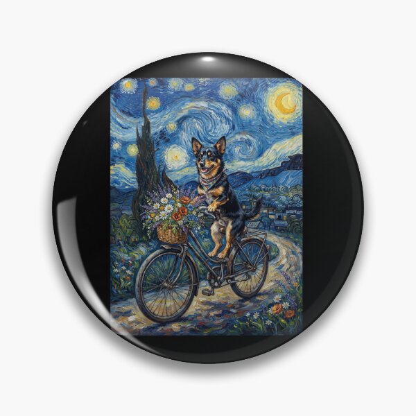 Item preview, Lancashire Heeler Biking Bike Starry Night Van Gogh Art Dog Lover designed and sold by dian-rody-crest.