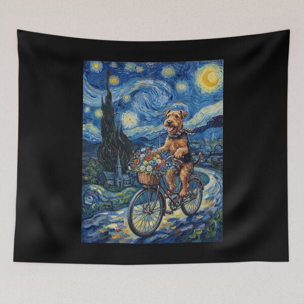 Item preview, Lakeland Terrier Biking Bike Starry Night Van Gogh Art Dog Lover designed and sold by dian-rody-crest.