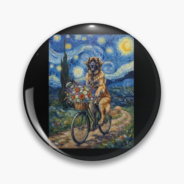 Item preview, Leonberger Biking Bike Starry Night Van Gogh Art Dog Lover designed and sold by dian-rody-crest.