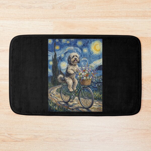 Item preview, Lowchen Biking Bike Starry Night Van Gogh Art Dog Lover designed and sold by dian-rody-crest.