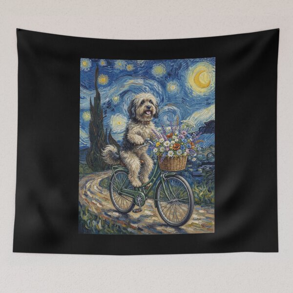 Item preview, Lowchen Biking Bike Starry Night Van Gogh Art Dog Lover designed and sold by dian-rody-crest.