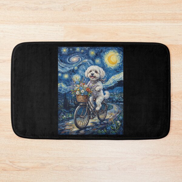 Item preview, Maltese Biking Bike Starry Night Van Gogh Art Dog Lover designed and sold by dian-rody-crest.