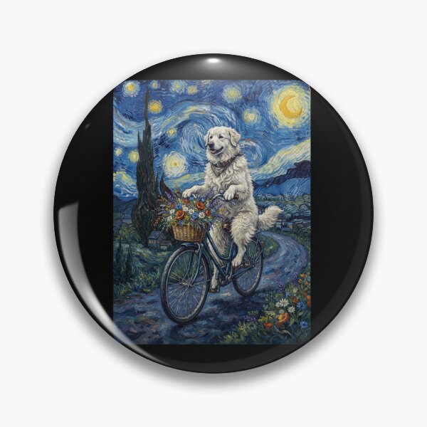Item preview, Maremma Sheepdog Biking Bike Starry Night Van Gogh Art Dog Lover designed and sold by dian-rody-crest.