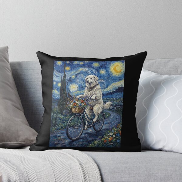 Item preview, Maremma Sheepdog Biking Bike Starry Night Van Gogh Art Dog Lover designed and sold by dian-rody-crest.