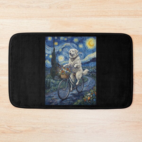 Item preview, Maremma Sheepdog Biking Bike Starry Night Van Gogh Art Dog Lover designed and sold by dian-rody-crest.
