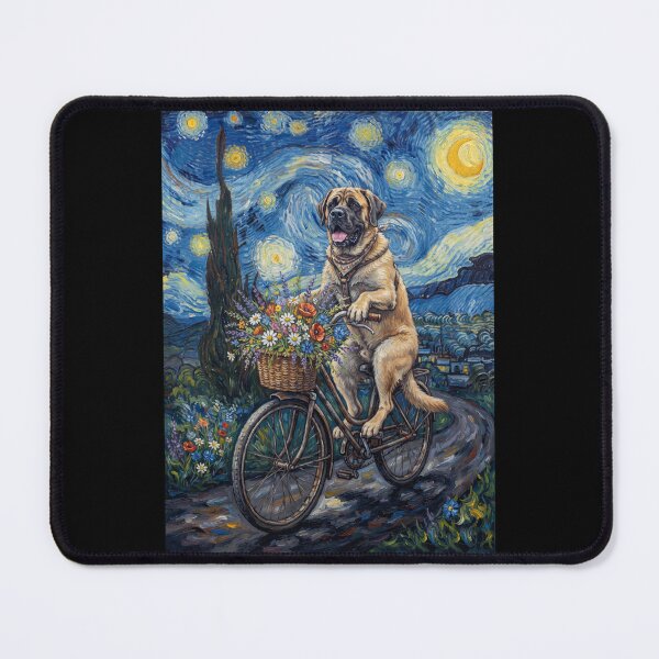 Item preview, Mastiff Biking Bike Starry Night Van Gogh Art Dog Lover designed and sold by dian-rody-crest.