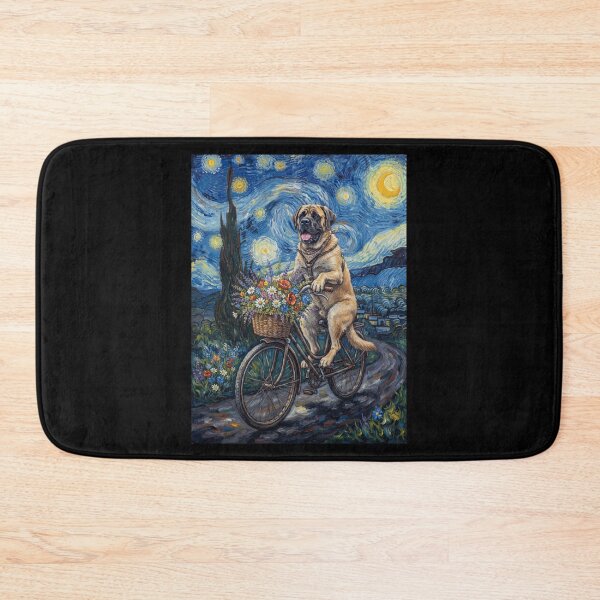 Item preview, Mastiff Biking Bike Starry Night Van Gogh Art Dog Lover designed and sold by dian-rody-crest.
