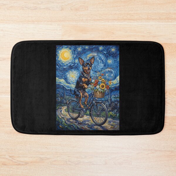 Item preview, Miniature Pinscher Biking Bike Starry Night Van Gogh Art Dog Lover designed and sold by dian-rody-crest.